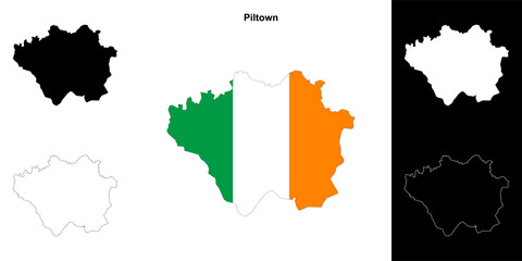 Piltown district blank outline map set