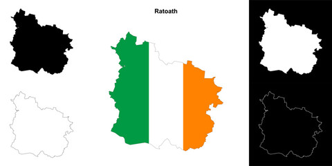 Fototapeta premium Ratoath district blank outline map set