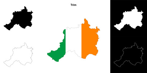 Fototapeta premium Trim district blank outline map set