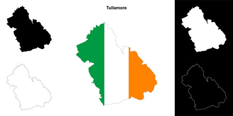 Tullamore district blank outline map set