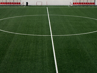 Soccer field synthetic grass view