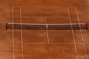 tennis red field aerial no people