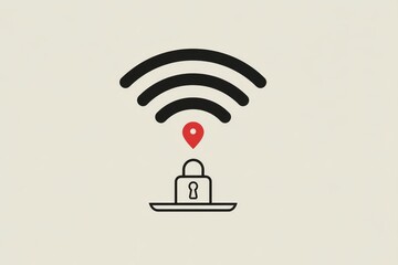 Minimalist icon of a Wi-Fi signal with a padlock breaking open