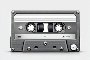 Minimalist outline of a cassette tape with shadows