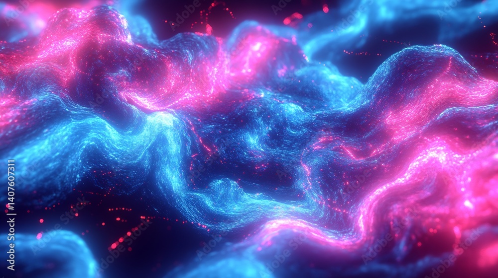 Poster Artistic representation of dynamic colorful waves creating a mesmerizing visual effect : Generative AI