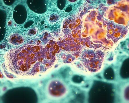 Microscopic View of Choroid Plexus Cellular Structures in Brain Tissue