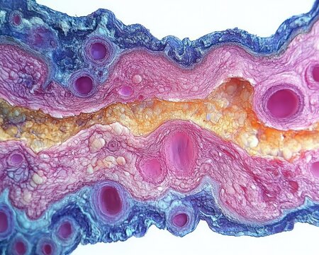 Microscopic View of Urinary Bladder Layers in Histology