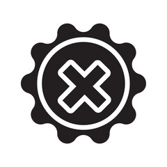 Minimal realistic off toggle button with red cross icon. Switch settings design elements, off toggle for mobile app interface, web.