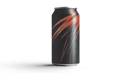 Sleek Black Aluminum Soda Can with Orange Design for Modern Beverage Packaging Vector Art Mockup