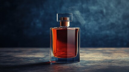 Stylish bottle of perfume on a deep black background highlighting its luxurious design and elegant presence
