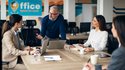 Fototapeta premium Professional Group Discusses Ideas in Modern Office Environment