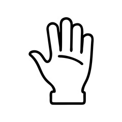 Obraz premium Protective glove icon in black outline style on white background
