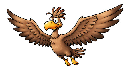 Soaring Eagle in Flight: An illustration of an eagle takes flight against an implied sky, embodying freedom and power, with bold lines and vibrant colors.