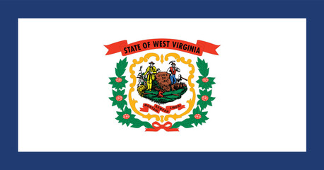 Flag of West Virginia, West Virginia Flag, USA state West Virginia Flag Vector Illustration, USA,
