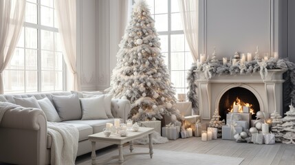 Fototapeta premium cozy christmas tree silver