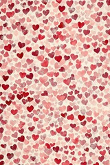 Obraz premium Repeating red hearts pattern with bold lines and scattered arrangement on white paper background, minimalist vector illustration for coloring book pages, seamless decorative design with tiny love symb
