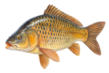 carp fish on white background