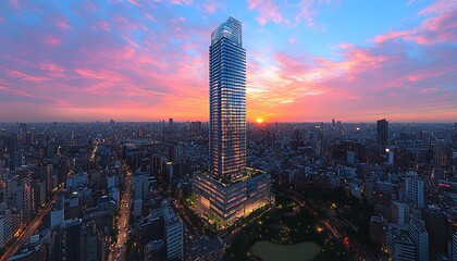 Fototapeta premium City Skyline Sunset Skyscraper