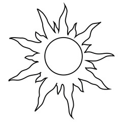 Cute cartoon hand vector sun coloring page.