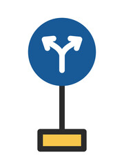 ポール付きのミニ標識の単品イラスト　指定方向以外進行禁止