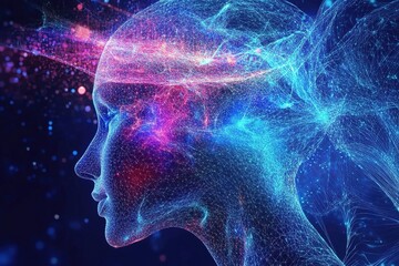 Digital abstract background for AI, neural networks, scientific audio and visual data archives