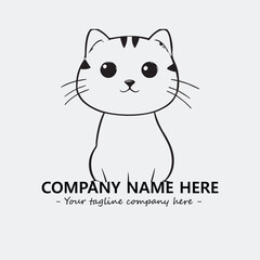 Cat character illustration black and white for logo company vector image
