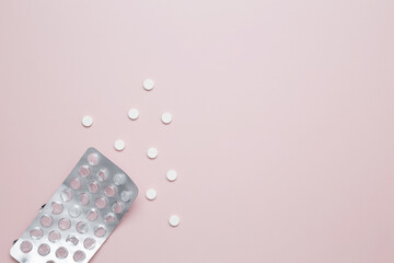 Blister of tablets with pills. Concept of medicine, healthcare, and pharmaceutical industry