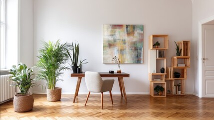 Modern home office with plants