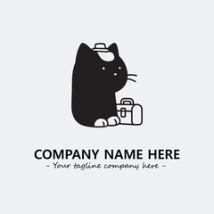 Cat character illustration black and white for logo company vector image
