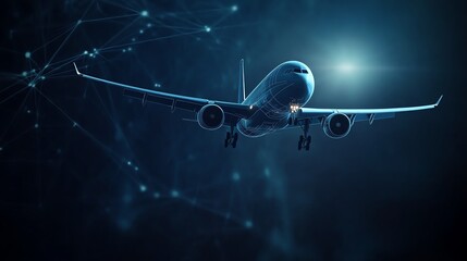 Global shipping concept with air cargo routes mapped over plane in motion