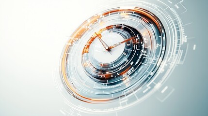 Elegant futuristic clock face showing intricate design with glowing accents for high-tech visuals : Generative AI