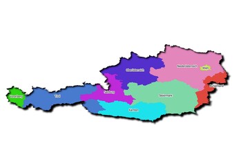 High-resolution illustration of the map of Austria, showcasing the complete geographical shape of the country