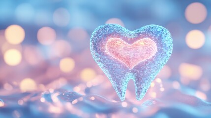Obraz premium Digital Heart-Shaped Tooth: A symbol of dental care and love for oral health.