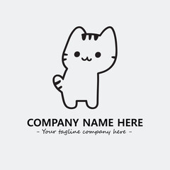 Cat character illustration black and white for logo company vector image
