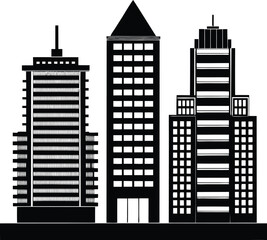 Obraz premium Real Estate Silhouette Black Vector of City Skyscrapers