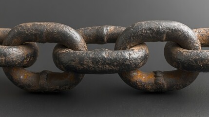 Chain links on a black background representing strength and connection in industrial design with rich textural elements