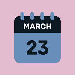 23 march calendar icon vector number date design background