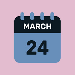 24 march calendar icon vector number date design background