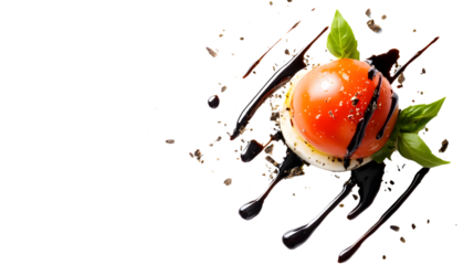 Professional Caprese Salad with Balsamic Drizzle Isolated on White Background for Culinary Design Projects