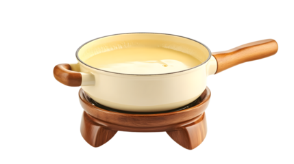 Professional Cheese Fondue Pot Isolated on White Background for Restaurant Menu Design