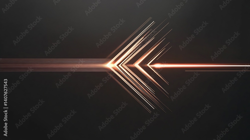 Poster Elegant abstract design showcasing shimmering lines and directional arrows on a smooth dark surface : Generative AI