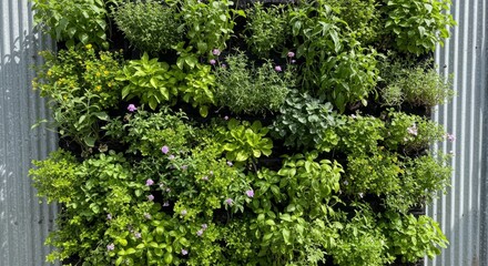 Vertical Garden With Metal Background