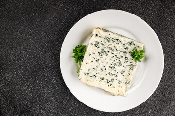 Roquefort cheese gorgonzola Cheese mold natural food dish organic product fresh tasty gourmet food background on the table rustic food top view copy space