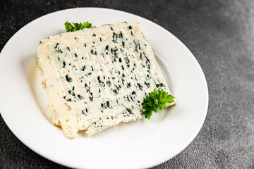 Roquefort cheese gorgonzola Cheese mold natural food dish organic product fresh tasty gourmet food background on the table rustic food top view copy space
