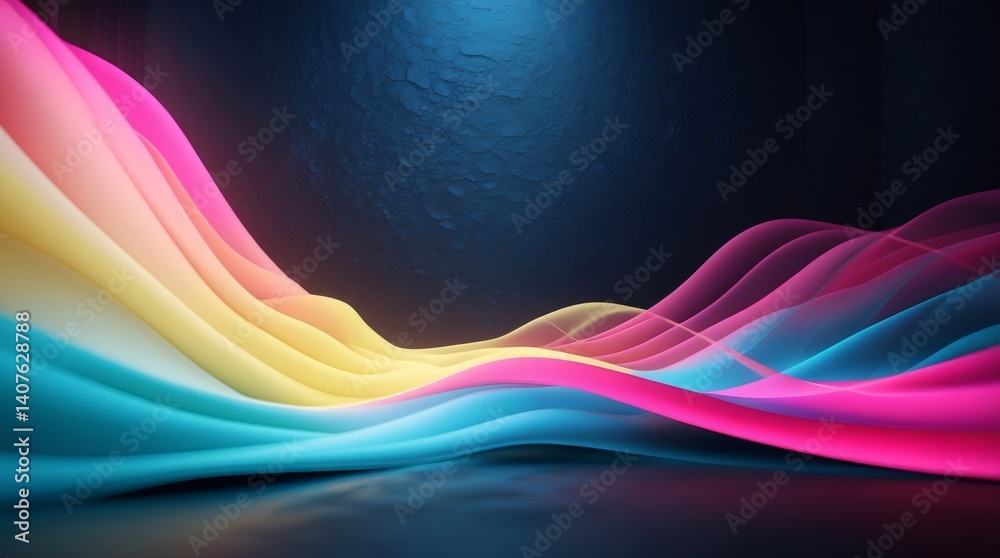 Aufkleber abstract colorful wave pattern flowing on dark background, creating a vibrant and dynamic visual eff