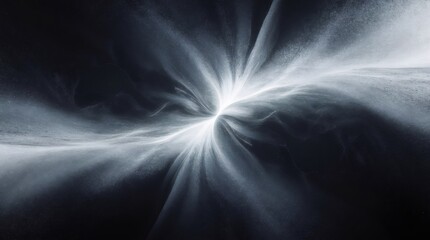 Swirling vortex of bright white energy expanding and twisting on dark background, time travel or wormhole concept