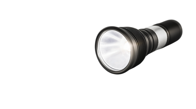 Bright LED Flashlight Isolated on White Background for Professional Use