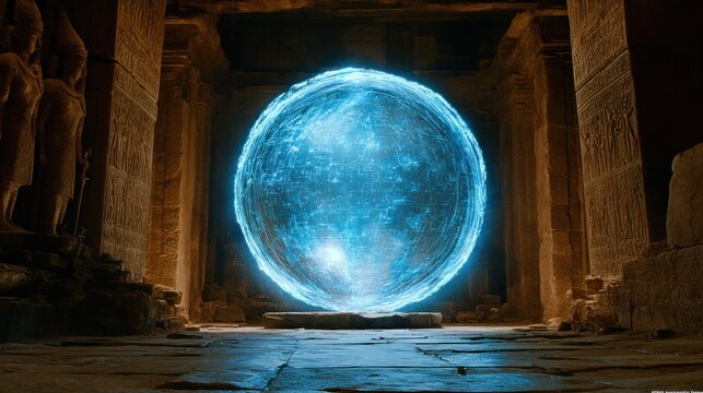 Glowing Orb in Ancient Temple Ruins