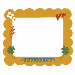 Cute Doodle Frame with Flowers and Leaves – Hand-Drawn Cartoon Style