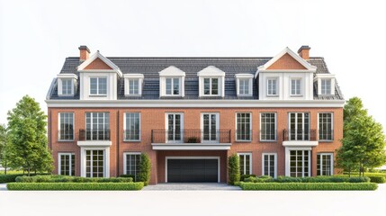 Modern Brick House with Classic Touches and Green Landscape Surroundings